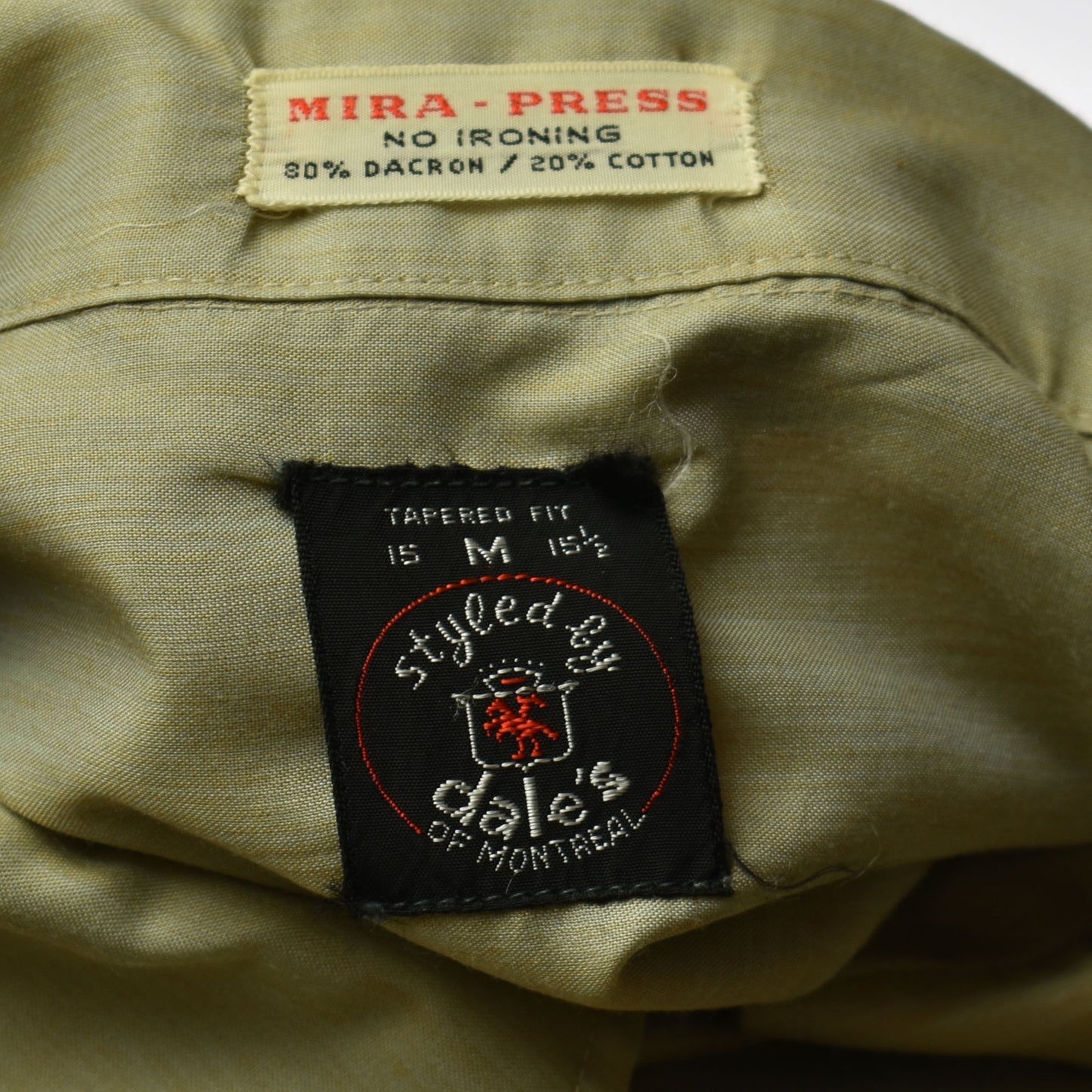 Vintage 50s Mira- Press Dales Of Montreal Men's Shirt with Loop Collar