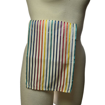 Vintage 1950s Rainbow Striped Taffeta Circle Skirt with Talon Zipper and Folded Waistband Pocket Bag