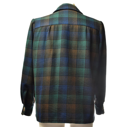 Vintage 50s Pendleton 49er Wool Tartan Plaid in Navy Green Brown Women's Jacket