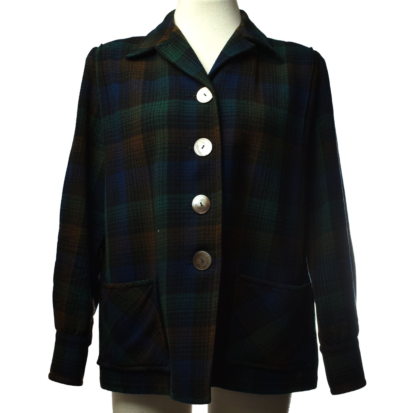 Vintage 50s Pendleton 49er Wool Tartan Plaid in Navy Green Brown Women's Jacket