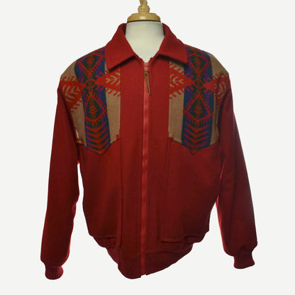 Vintage 1980s Pendleton High Grade Western Wear Aztec Zip Up Collared Bomber Jacket