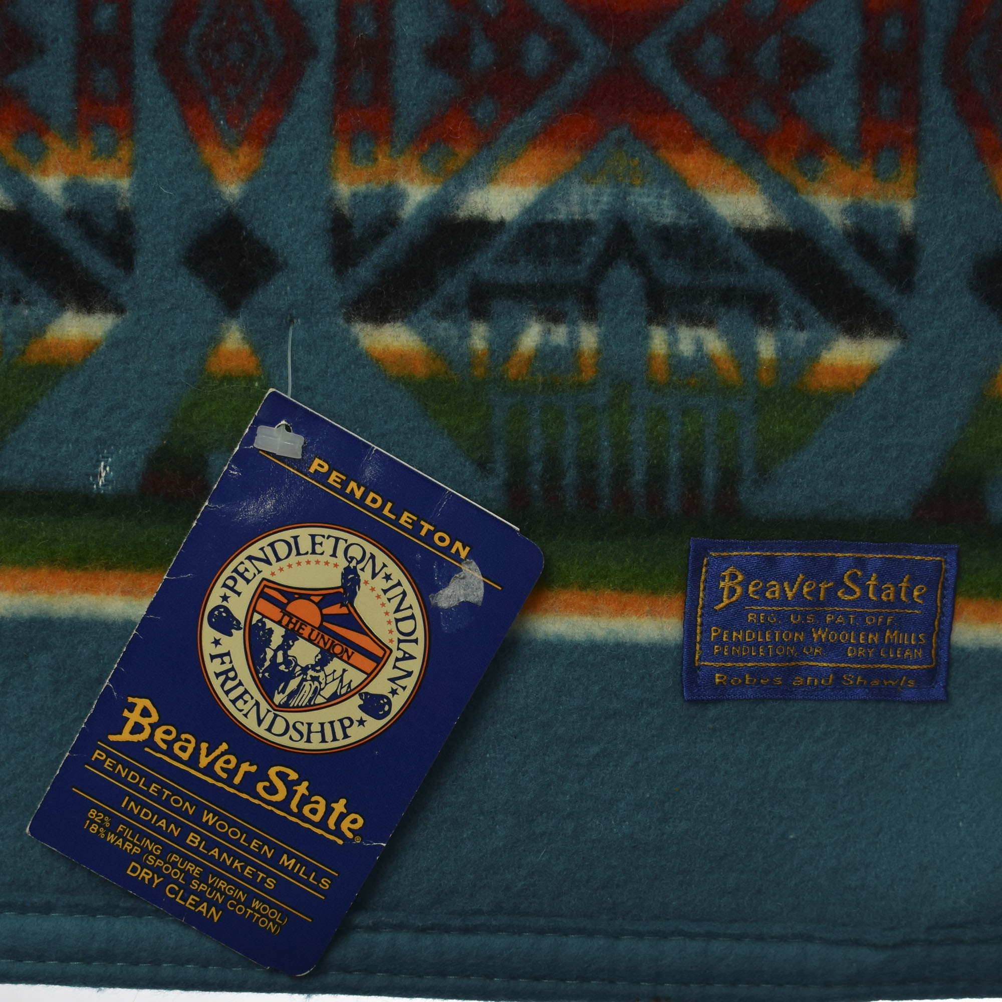 Vintage Pendleton Beaver State Native Navajo Pattern Wool Blanket