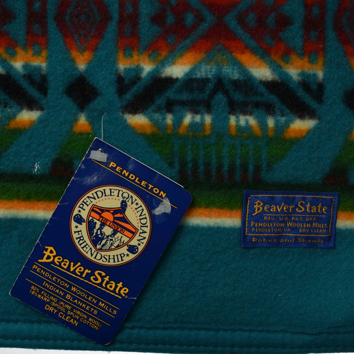 Vintage Pendleton Beaver State Native Navajo Pattern Wool Blanket