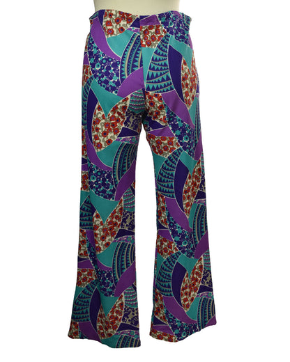 Vintage 70s Psychedelic Pattern 2 Piece Pants and Top / Jacket Set