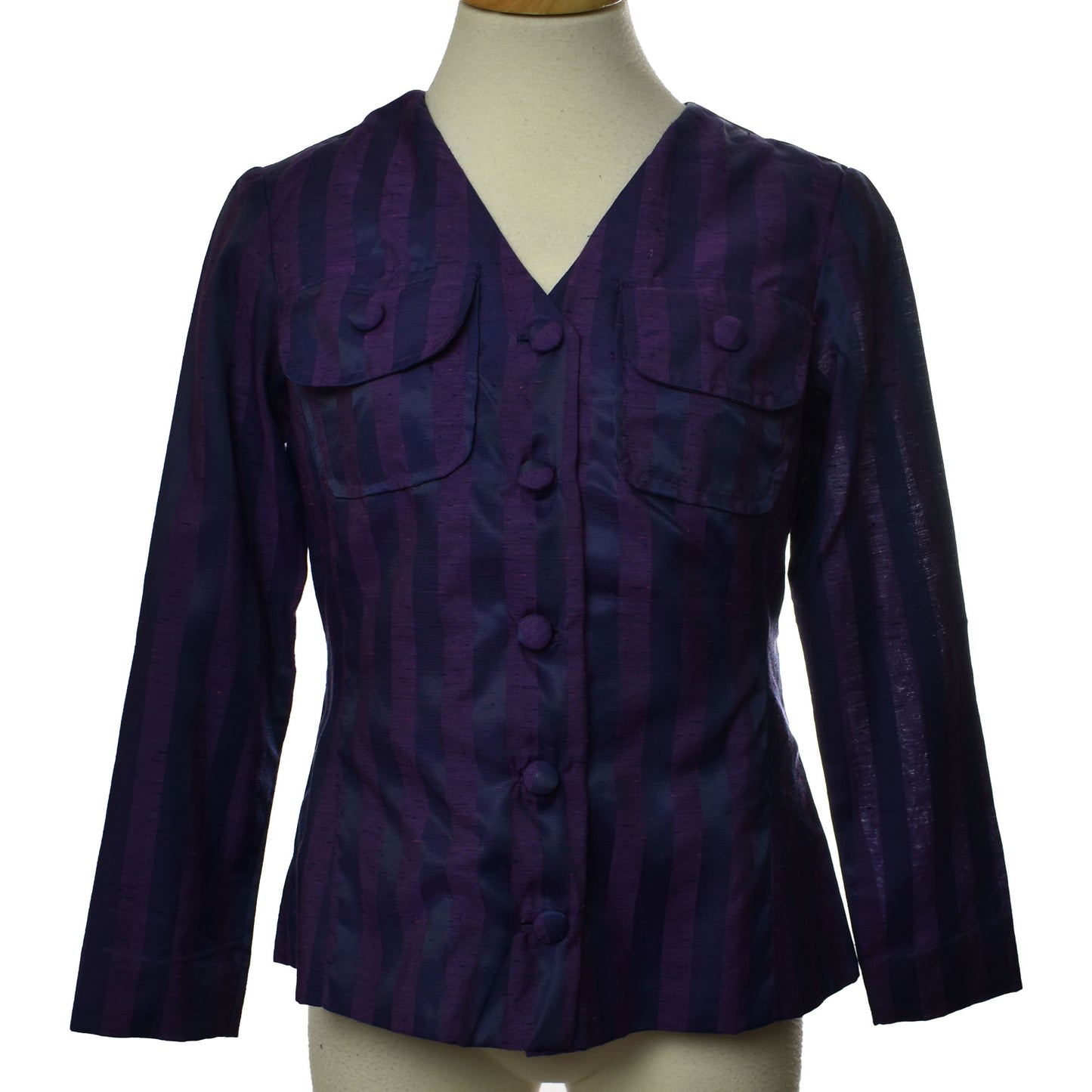 Vintage 60s Handmade Purple Striped Jacket and A-Line Skirt Set