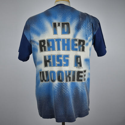 Vintage 90s All Over Print Star Wars Chewbacca I'd Rather Kiss A Wookie Single Stitch T-Shirt