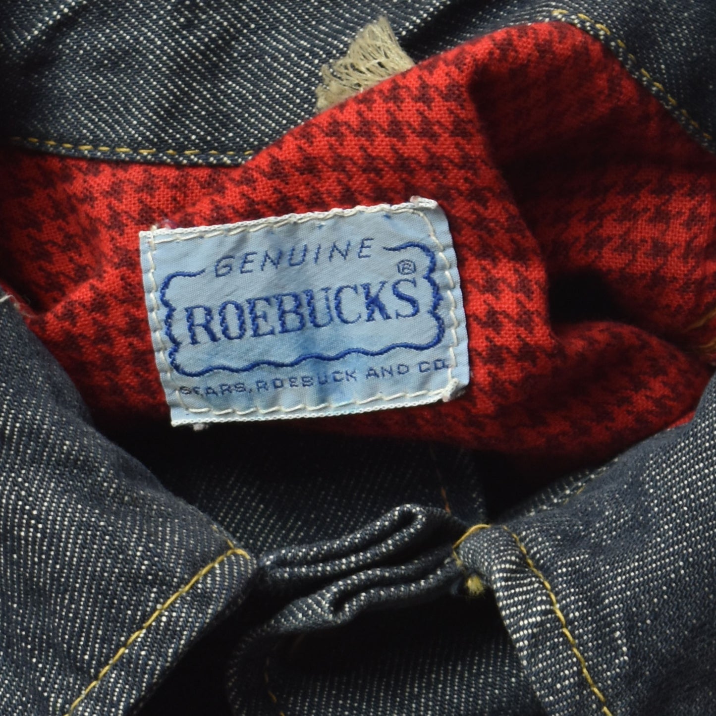Vintage 60s Roebucks Sears Selvedge Denim Full Zip Lined Trucker Farm Chore Coat Jacket - Size 38