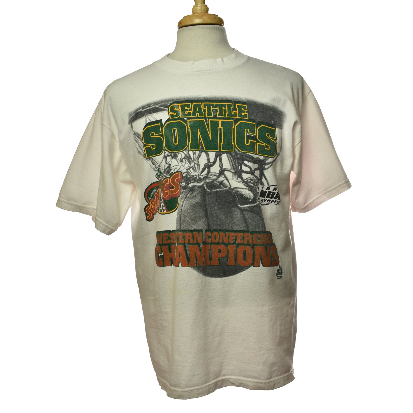 Vintage 1996 Seattle Sonics Western Conference Champions Graphic Lee Sport Tee Made in USA - Size Large
