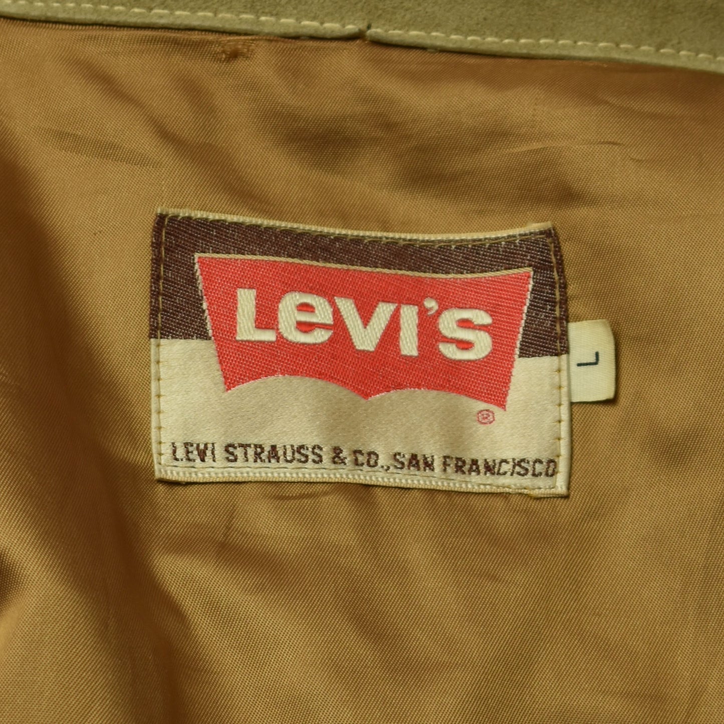 Vintage 60s 70s Levi's Orange Tab Suede Leather Light Brown Mens's Jacket - Size L