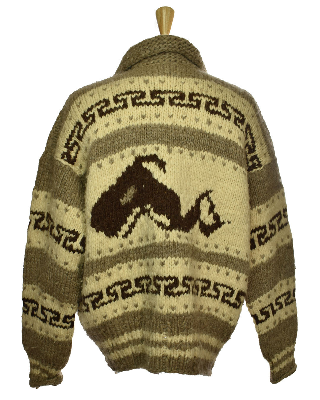 Hand Knit Cowichan Sweater 100% Virgin Buffalo Wool Made in Canada Orca Killer Whale
