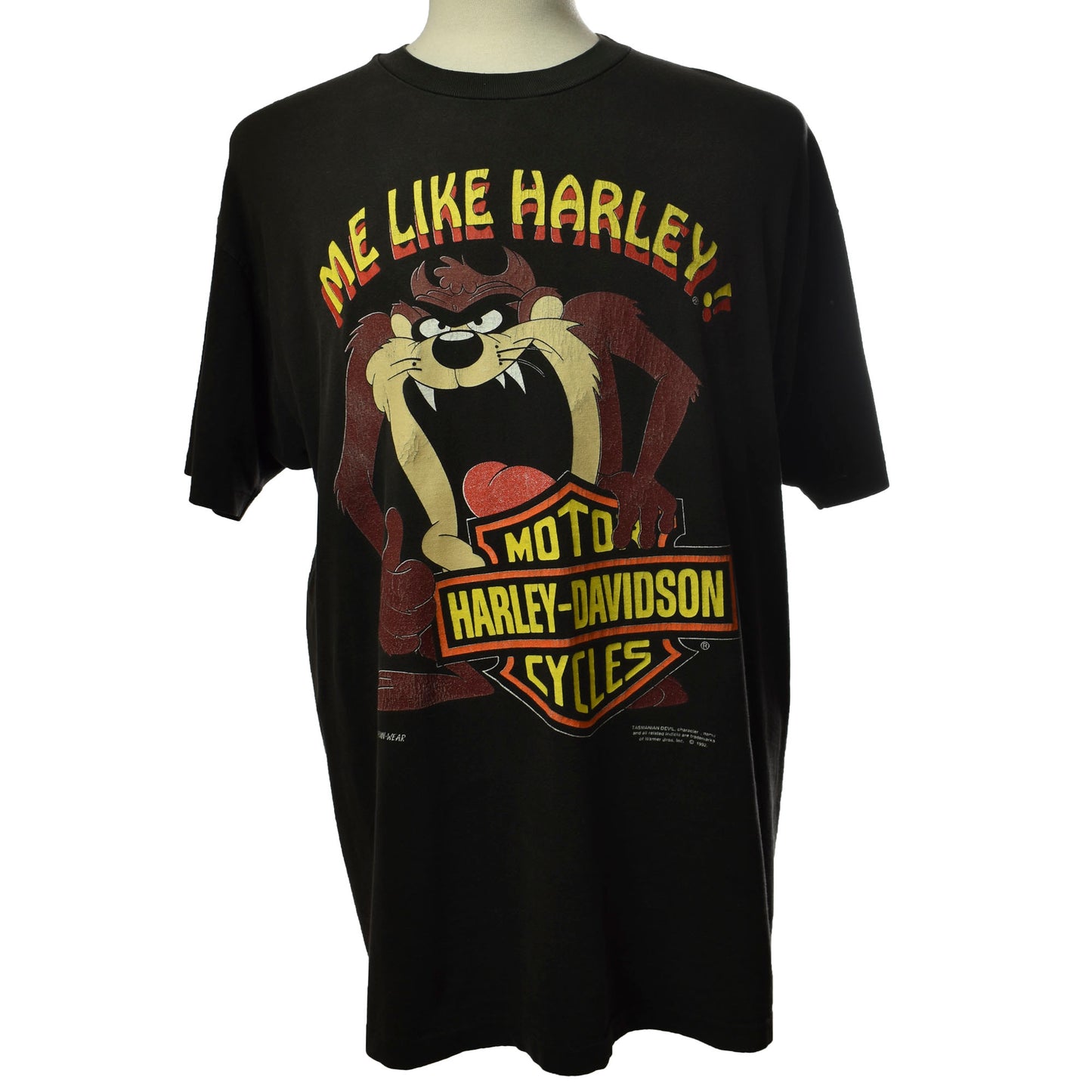 Vintage 1992 Me Like Harley Tasmanian Devil Graphic Harley Davidson Single Stitch Made in USA T-shirt