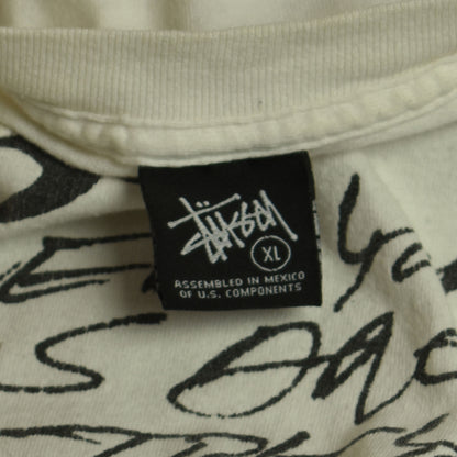 Stussy White Tee "New York, Los Angeles, Tokyo, London, Paris, San Francisco, Brooklyn" Tee- Size XL