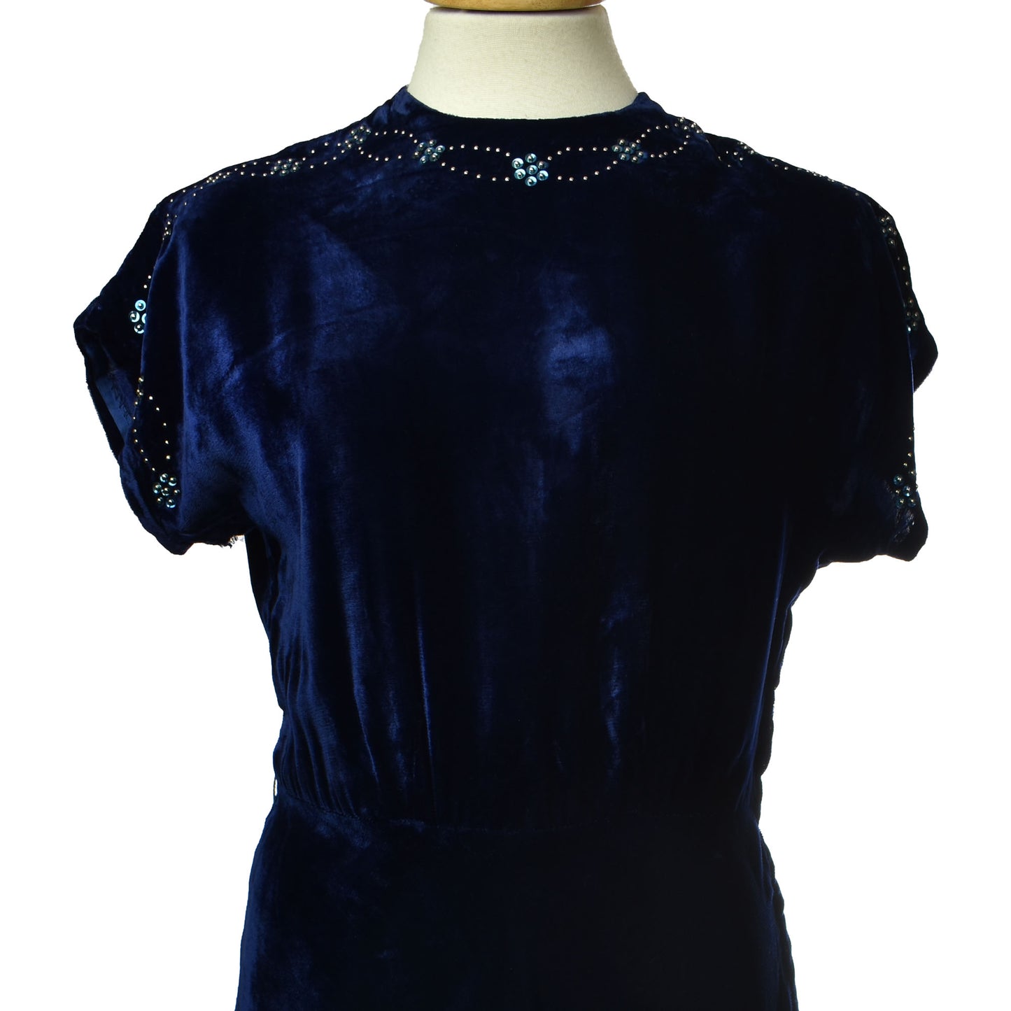 Vintage 40s Velvet Sequin Neck Ideal Zipper Dress