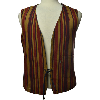 Vintage 1960s Big E Levi's Reversible Denim / Striped Vest with Leather Tie