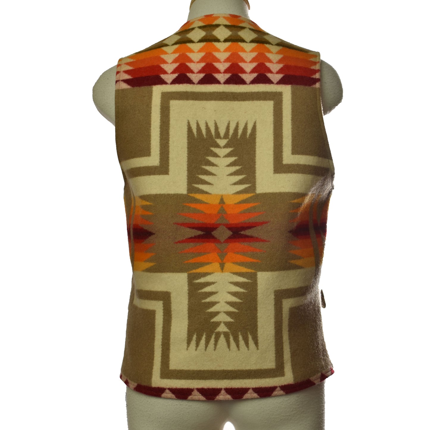 Vintage 90s Pendleton Southwestern Navajo Print High Aztec Western Wool Vest Size 36