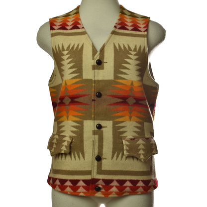 Vintage 90s Pendleton Southwestern Navajo Print High Aztec Western Wool Vest Size 36