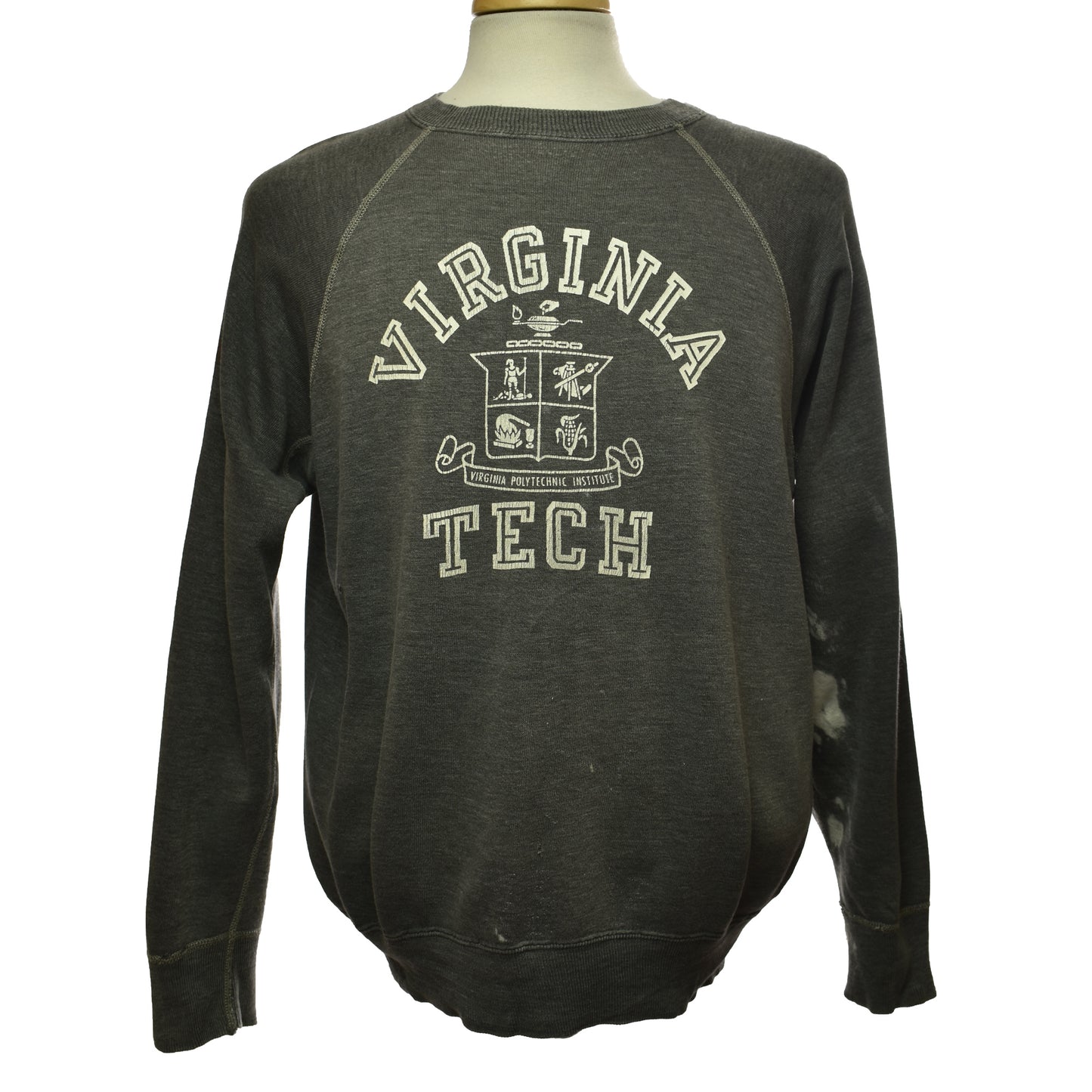 Vintage 60s Sportswear Collegiate Grey Long Sleeve Virginia Tech Polytechnic Institute Crewneck Sweatshirt